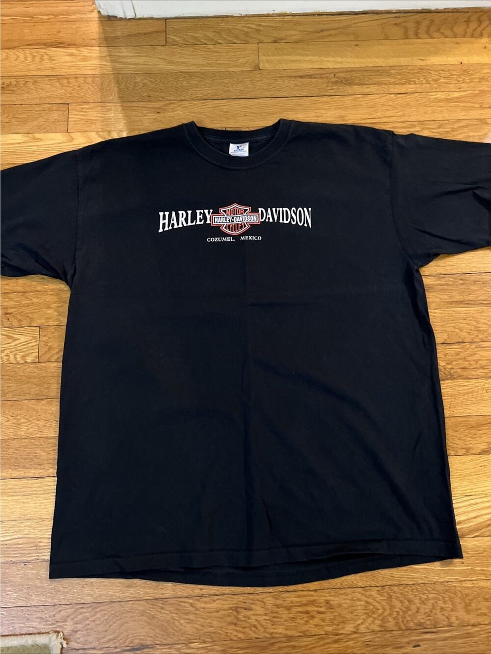 Harley Davidson T Shirt Cozumel Mexico Classic Tee Size XL Orange Black Yazbek